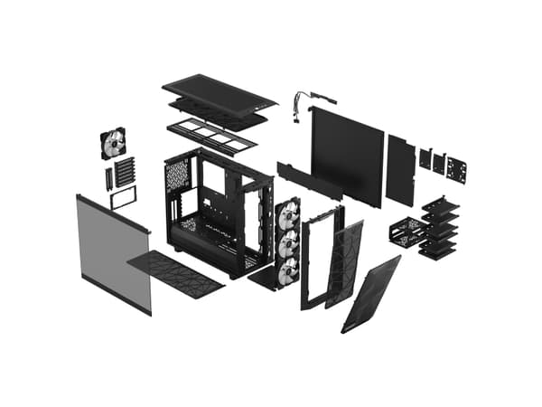 Fractal Design Meshify 2 RGB - Tower - utökad ATX - genomskinlig sidopanel (härdat glas) - ingen strömförsörjning (ATX) - svart TG ljus ton - USB/lju