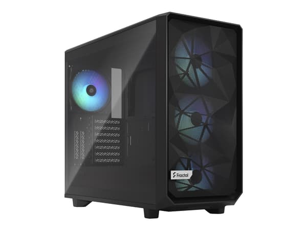 Fractal Design Meshify 2 RGB - Tower - utökad ATX - genomskinlig sidopanel (härdat glas) - ingen strömförsörjning (ATX) - svart TG ljus ton - USB/lju Svart