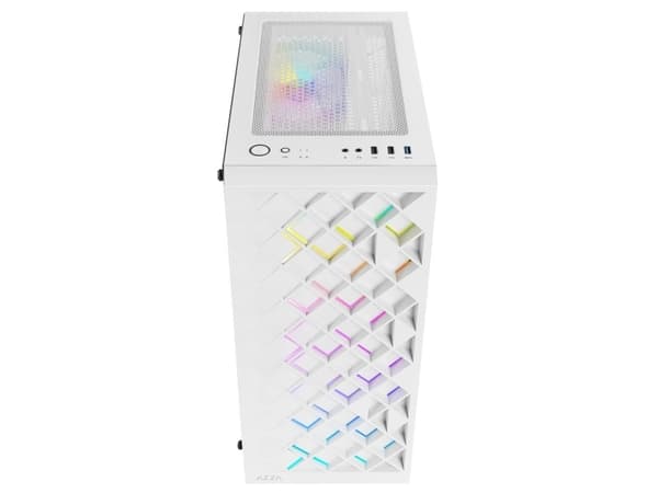 AZZA Spectra - Mid tower - ATX - genomskinlig sidopanel (härdat glas) - ingen strömförsörjning (ATX) - vit - USB/ljud