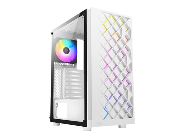 AZZA Spectra - Mid tower - ATX - genomskinlig sidopanel (härdat glas) - ingen strömförsörjning (ATX) - vit - USB/ljud Vit