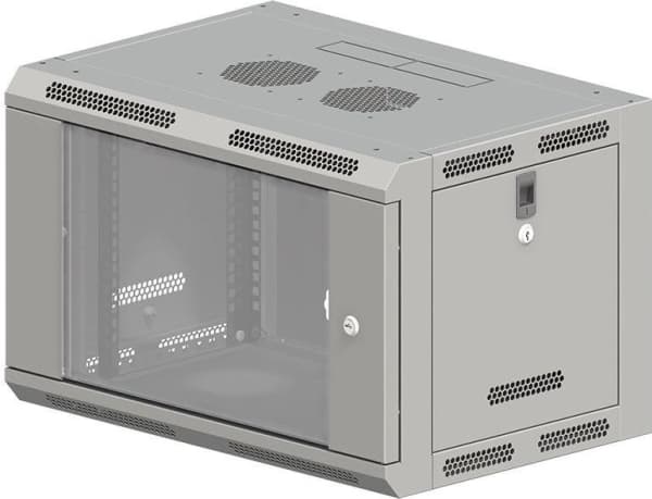 ALANTEC - Skåp - väggmontering - grå - 6U - 19"