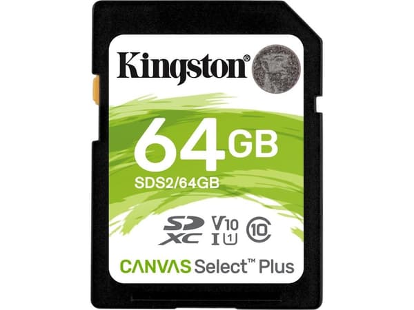 Kingston Canvas Select Plus - Flashminnekort - 64 GB - Video Class V10 / UHS-I U1 / Class10 - SDXC UHS-I