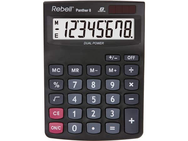 Rebell Panther 8, Työpöytä, Perus, 8 lukua, 1 linjat, Akku/Aurinko, Musta musta