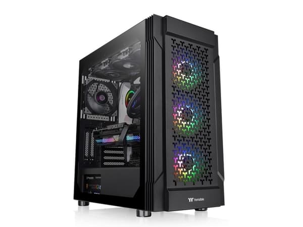 Thermaltake Versa T27 TG ARGB - Mid tower - utvidet ATX (E-ATX) - sidepanel med vindu (herdet glass) - ingen strømforsyning (PS/2) - svart - USB/lyd