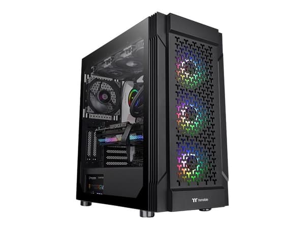 Thermaltake Versa T27 TG ARGB - Mid tower - utökad ATX - genomskinlig sidopanel (härdat glas) - ingen strömförsörjning (PS/2) - svart - USB/ljud Svart