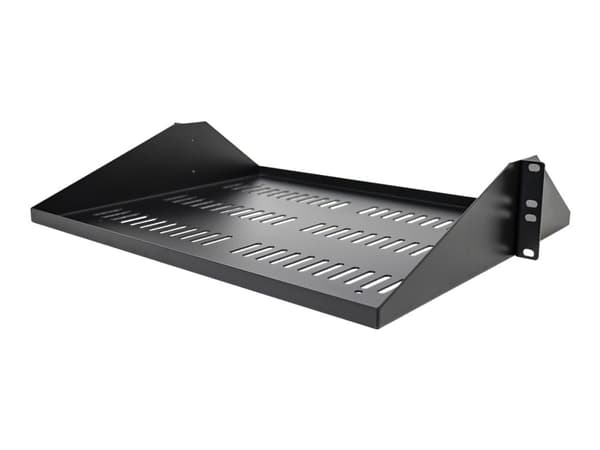 StarTech.com 2U-serverrackhylla - Universellt ventilerat fribärande fack med rackfäste för 19-tums rack och skåp för nätverksutrustning - Hållbar design - Viktkapacitet 91 kg - 36 cm djup hylla, svart