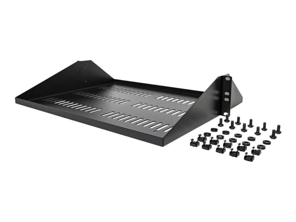 StarTech.com 2U-serverrackhylla - Universellt ventilerat fribärande fack med rackfäste för 19-tums rack och skåp för nätverksutrustning - Hållbar design - Viktkapacitet 91 kg - 36 cm djup hylla, svart