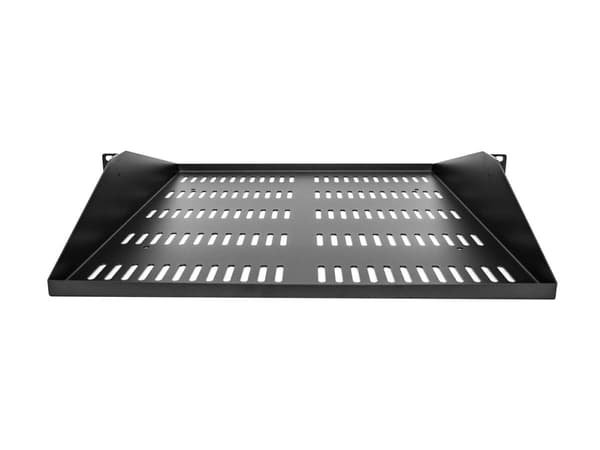 StarTech.com 2U-serverrackhylla, centermonterad, universell, ventilerad och fribärande serverhylla med rackfäste för 19-tums nätverksutrustningsrack, kraftigt stål, 90,7 kg kapacitet, 20-tums djup, sv