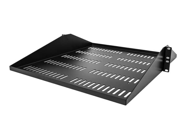 StarTech.com 2U-serverrackhylla, centermonterad, universell, ventilerad och fribärande serverhylla med rackfäste för 19-tums nätverksutrustningsrack, kraftigt stål, 90,7 kg kapacitet, 20-tums djup, sv