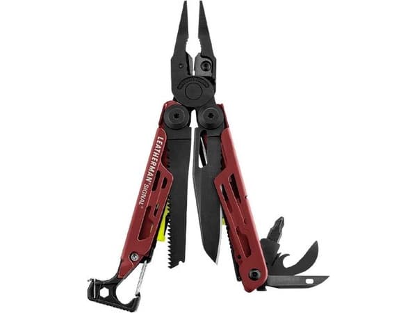 Leatherman Signal, Rostfritt stål, Nylon, Karmosinröd, 38 mm, 114,3 mm, 16 mm