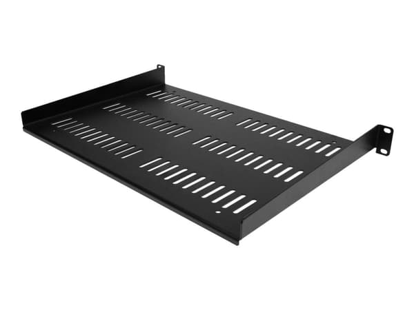 StarTech.com 1U-serverrackhylla - Universellt ventilerat fribärande fack med rackfäste för 19-tums rack och skåp för nätverksutrustning - Hållbar design - Viktkapacitet 25 kg - 30 cm djup hylla, svart