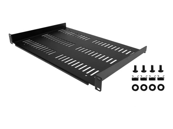 StarTech.com 1U-serverrackhylla - Universellt ventilerat fribärande fack med rackfäste för 19-tums rack och skåp för nätverksutrustning - Hållbar design - Viktkapacitet 25 kg - 30 cm djup hylla, svart