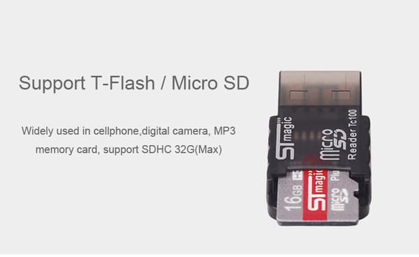 STMAGIC TC100 USB 2.0 High Speed ​​480 Mbps Micro SD SDXC TF -muistikortinlukija