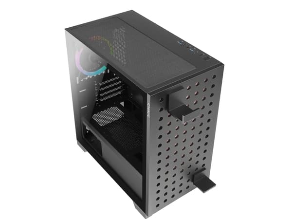 AZZA Elise - microATX-torn - genomskinlig sidopanel (härdat glas) - ingen strömförsörjning (ATX) - svart - USB/ljud