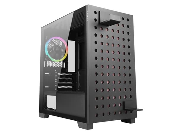 AZZA Elise - microATX-torn - genomskinlig sidopanel (härdat glas) - ingen strömförsörjning (ATX) - svart - USB/ljud