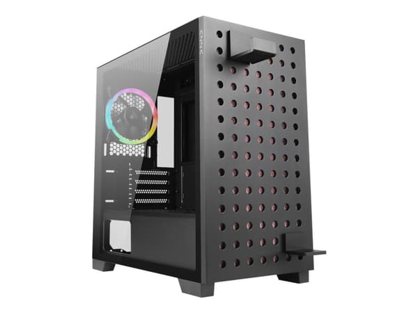 AZZA Elise - microATX-torn - genomskinlig sidopanel (härdat glas) - ingen strömförsörjning (ATX) - svart - USB/ljud Svart