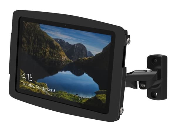 Compulocks Surface Pro 3-7 Space Enclosure Swing Wall Mount - Innhegning - Tyverisikker - for nettbrett - låsbar - høyverdig aluminium - svart - vegg
