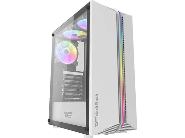 darkFlash DK151, Midi Tower, PC, Hvit, ATX, ITX, Micro ATX, ABS, Herdet glass, 16 cm