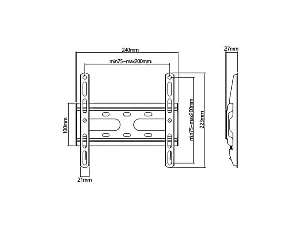 Taloudellinen TV-kiinnike Maclean, max VESA 200x200, 23-42", 45kg, musta, MC-937