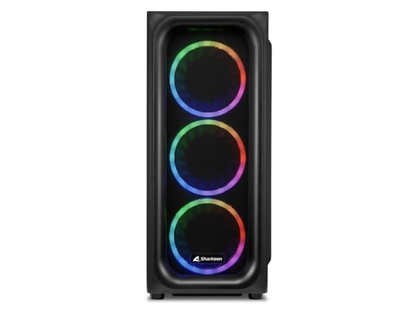 Sharkoon TK5M RGB - ATX-hölje - genomskinlig sidopanel (härdat glas) - ingen strömförsörjning - USB/ljud