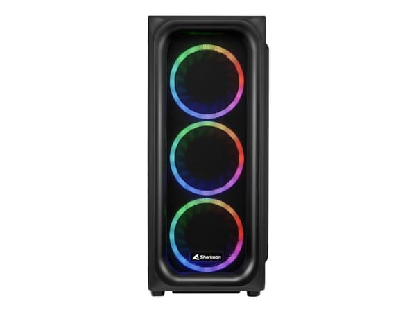 Sharkoon TK5M RGB - ATX-hölje - genomskinlig sidopanel (härdat glas) - ingen strömförsörjning - USB/ljud Svart