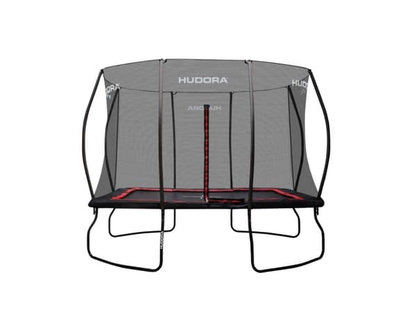 HUDORA Trampolin 4square, Trampoline over bakken, Rektangulær, 120 kg, Safety net, Sort, Rød