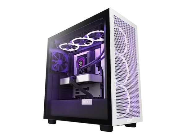 NZXT H7 Flow - Miditower - ATX - Härdat glas - ingen strömförsörjning - matt vit / svart - USB / Audio Svart, Vit