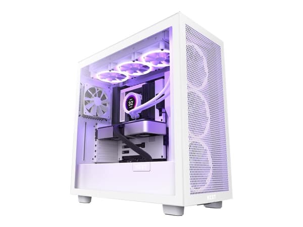 NZXT H7 Flow - Miditower - ATX - Herdet glass - Ingen strømforsyning - Hvit - USB / lyd Hvit