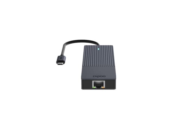 Rapoo UCM-2002, USB Type-C, HDMI, RJ-45, USB 3.2 Gen 1 (3.1 Gen 1), USB Type-C, Mies, Musta, 5 Gbit/s, 7,5 W