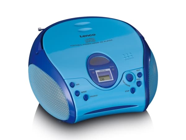 Lenco SCD-24BU kids, Bærbar, FM, Automatisk skann, 4 W, 60 dB, LCD