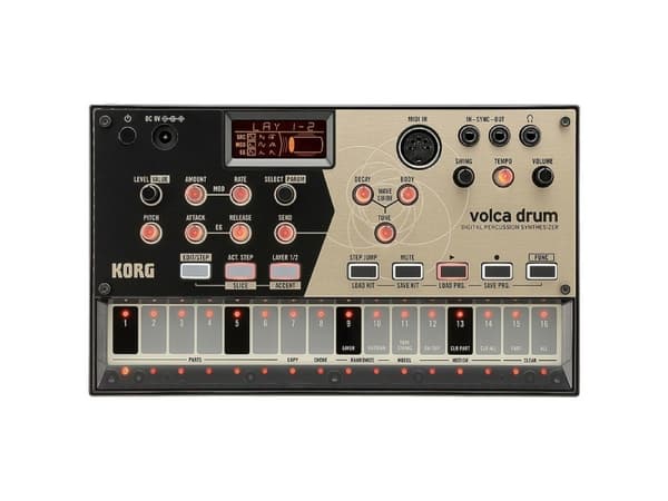 Korg volca drum, Digital synthesizer, Beige, Svart, Grå, AC, Batteri, AA, 193 mm, 115 mm