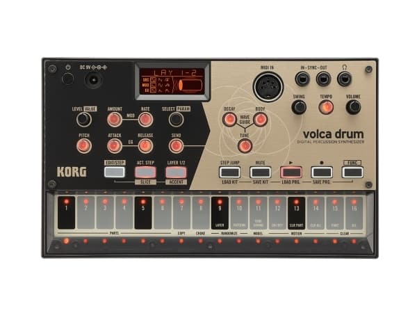 Korg volca drum, Digital synthesizer, Beige, Svart, Grå, AC, Batteri, AA, 193 mm, 115 mm