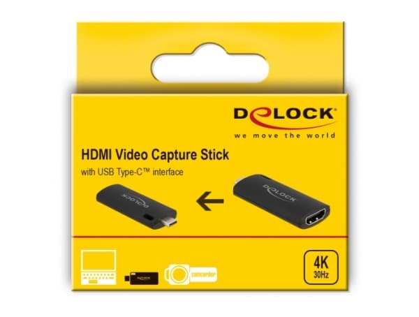 Delock - Videoopptaksadapter - USB-C 2.0 - svart