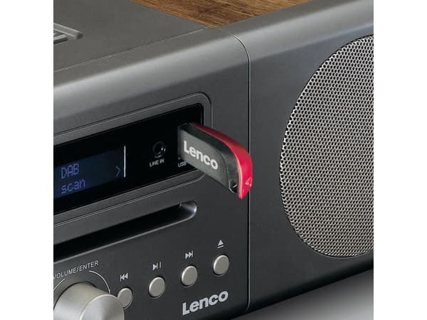 Lenco MC-175SI, Hjemmelydanlegg (mikro), Sølv, Tre, 1 disker, Spor, 40 W, 6 O