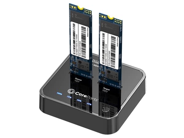 CoreParts MS-CLONER-NVME, SSD, M.2, USB 3.2 Gen 2 (3.1 Gen 2) Type-C, 10 Gbit/sek., Sort, Plast