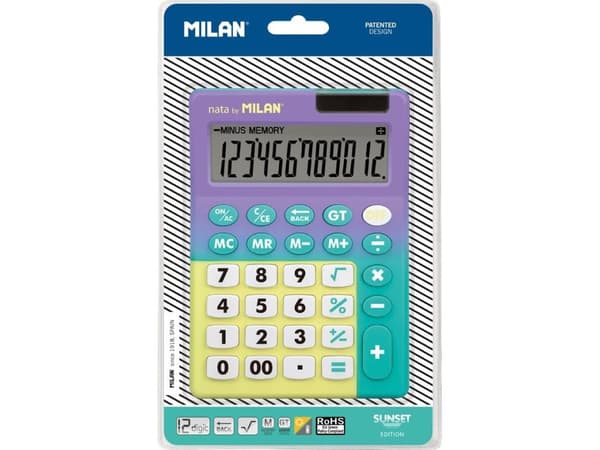 Laskin Milan CALCULATOR WITH LARGE KEYS MILAN SUNSET Violet on BLISTERI