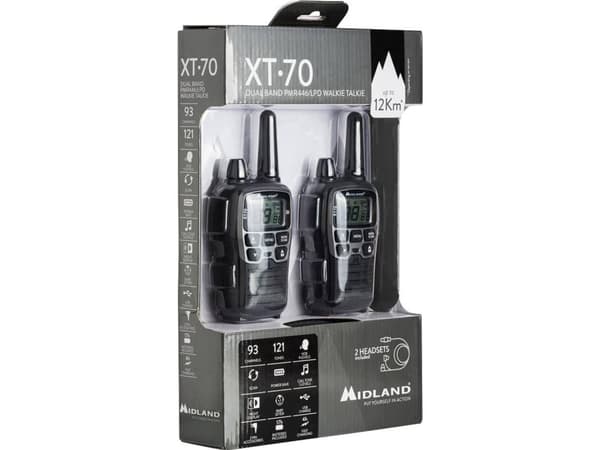 Midland XT70, 24 kanaler, 446.00625 - 446.09375 MHz, LCD, AAA, Alkalinsk, 113 g