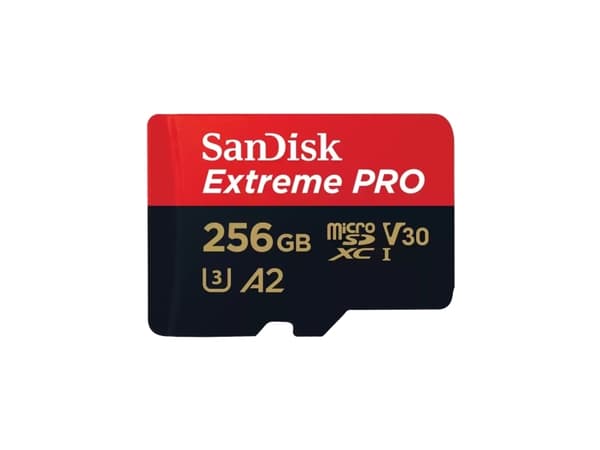 SanDisk Extreme Pro - Flashminnekort (microSDXC til SD-adapter inkludert) - 256 GB - A2 / Video Class V30 / UHS-I U3 / Class10 - microSDXC UHS-I