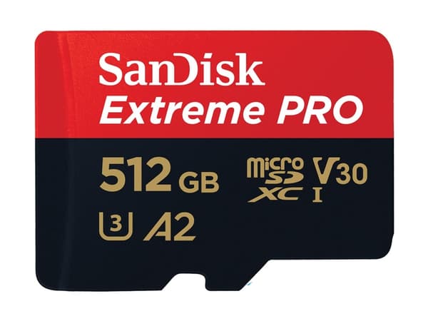 SanDisk Extreme Pro - Flashminnekort (microSDXC til SD-adapter inkludert) - 512 GB - A2 / Video Class V30 / UHS-I U3 / Class10 - microSDXC UHS-I