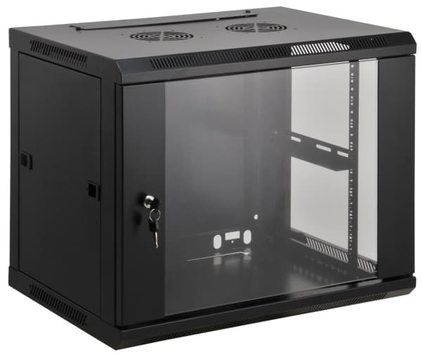 Intellinet Network Cabinet, Wall Mount (Standard), 6U, Usable Depth 500mm/Width 540mm, Black, Assembled, Max 60kg, Metal & Glass Door, Back Panel, Re
