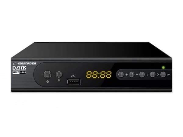 Esperanza EV106P Digital DVB-T2 H.265/HEVC-tuner, sort