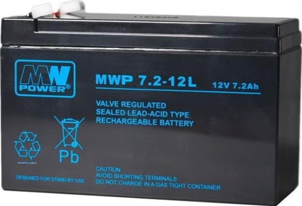 Mw Power MWPower MWP 12V 7,2Ah F2(250) AGM-batteri, 12 år