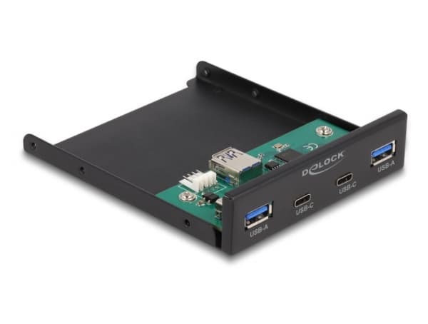 Delock - Lagerbrønnportspanel - USB-C x 2, USB 3.2 Gen 1 x 2 - svart