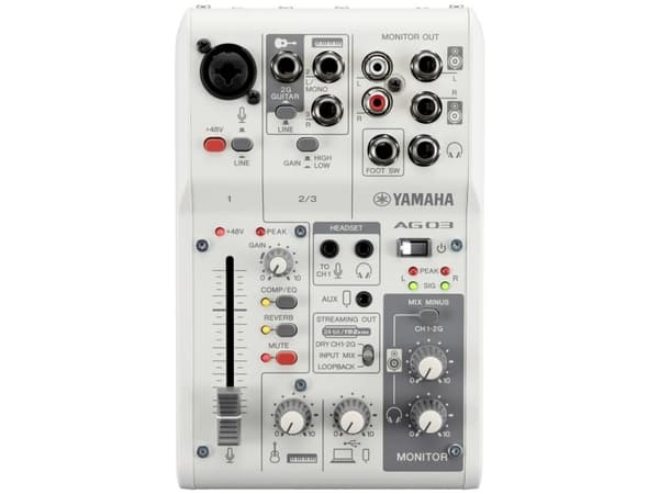 Yamaha AG03MK2WLSPK, 3 kanaler, Rack-montering, 4,5 W, Hvit