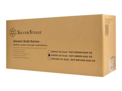 SilverStone GM800 2U Gold - Strømforsyning - driftsutskiftbar (kan monteres i rack) - EPS2U - AC 120/230 V - 800 watt - aktiv PFC - 2U - sølv