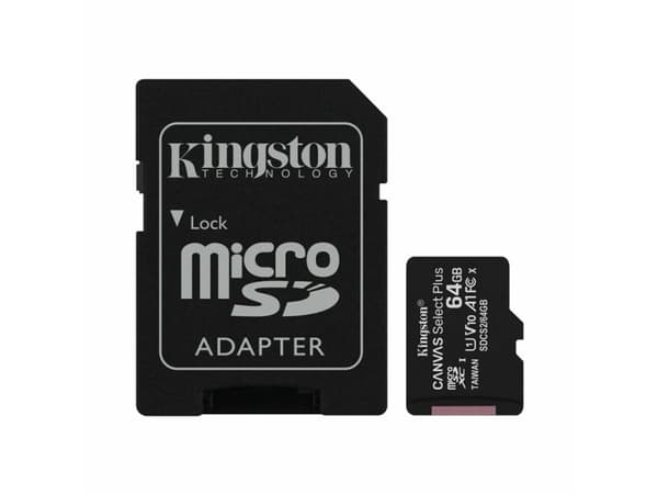Kingston Canvas Select Plus - Flashminnekort (microSDXC til SD-adapter inkludert) - 64 GB - A1 / Video Class V10 / UHS Class 1 / Class10 - microSDXC