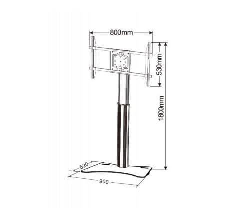 Techly ICA-TR39, Musta, Metalli, Musta, Hopea, 40 kg, 177,8 cm (70"), 800 x 400 mm