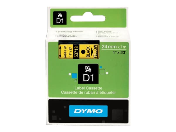 DYMO D1 - vakiopolyesteritarrat - Musta keltaisella -24mm x 7m, Musta keltaisella, Polyesteri, Belgia, -18 - 90 °C, DYMO, LabelManager, LabelWriter 4