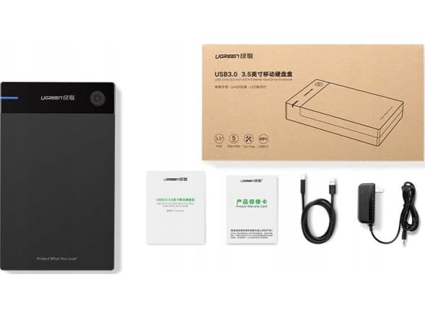 Ugreen 50422, HDD/SSD-kabinett, 2.5/3.5", SATA, Serial ATA II, Serial ATA III, 5 Gbit/s, USB-tilkobling, Svart