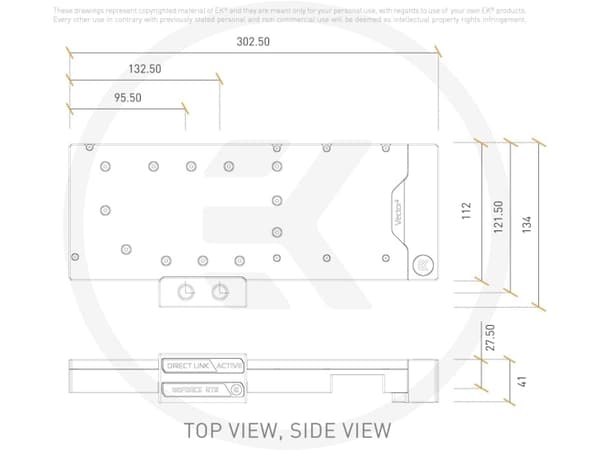 EK Water Blocks 3831109892268, Vannblokk, Nickel, Perspex, Sort, Grå, 41 mm, 302,5 mm, 134 mm